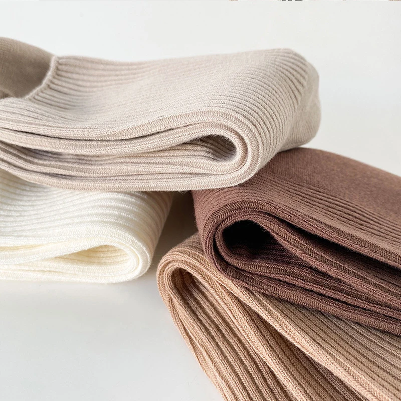 5 pares de calcetines de longitud media de Color sólido para mujer, calcetines de algodón informales para mujer, calcetines simples de longitud media para otoño para mujer