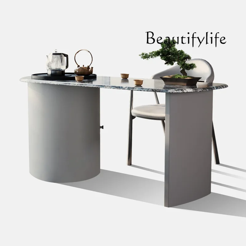 Mesa de chá e cadeira de laje de rocha avançada nórdica combinação moderna e simples mesa de chá para casa