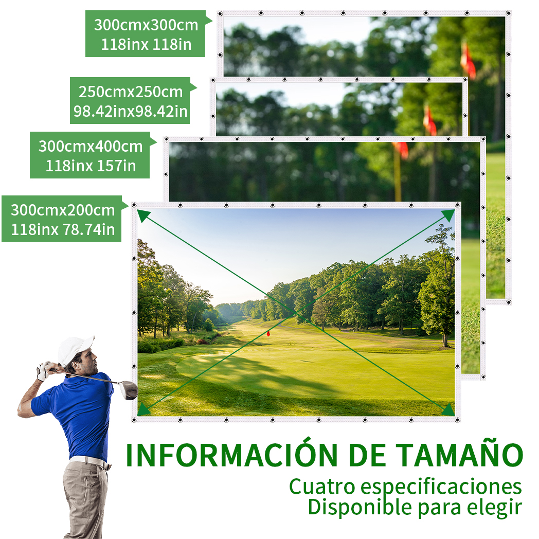 Caiton Pantalla de práctica de golf de poliéster HD de 1 pieza: impacto silencioso, duradera, antiestrés, para entrenamiento en interiores/exteriores, varios tamaños