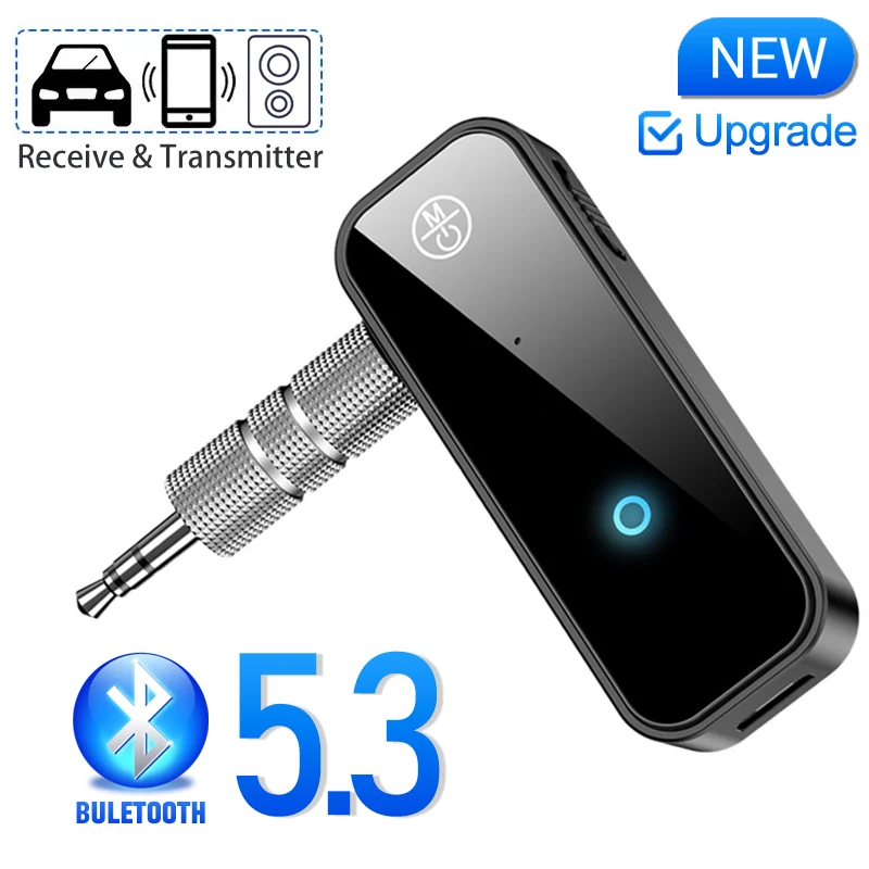 Nuevo Bluetooth 5,3 transmisor receptor 2 en 1 adaptador inalámbrico 3,5mm Audio AUX adaptador para Audio de coche música Aux auriculares manos libres