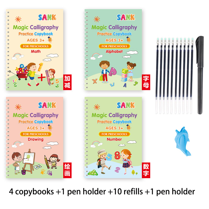 Sank Magic Practice Schrift Pen Kleuterschool Kinderen Kalligrafie Engels Verison Gratis afvegen Kinderen Herbruikbaar schrijfboek