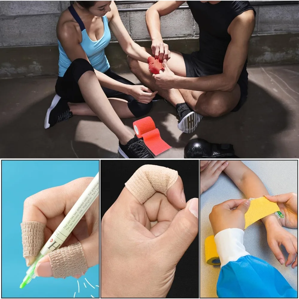 12/10 pçs colorido esporte auto adesivo elástico bandagem envoltório fita elastoplast para joelheira dedo tornozelo palma kit de ajuda pet ferramenta quente