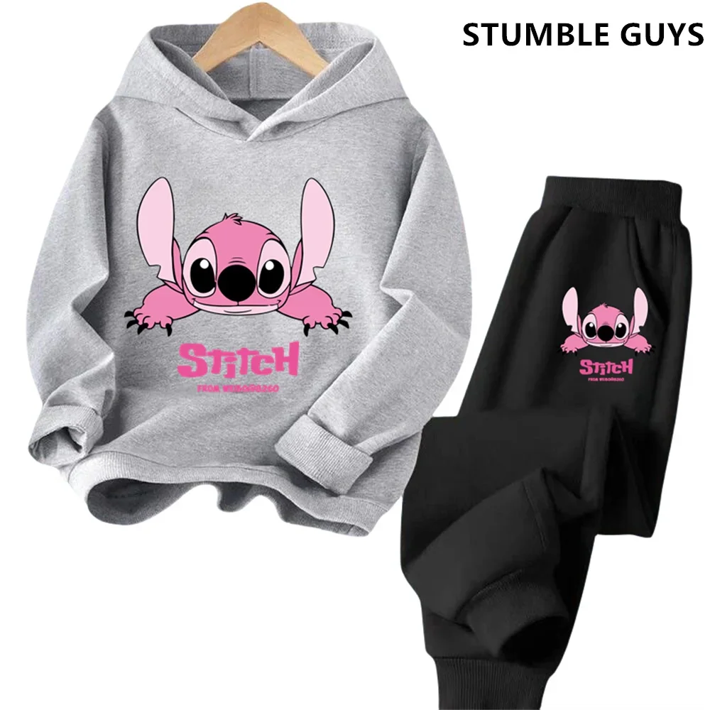 Sudaderas con capucha para niños Stitch Kawaii moda pulóver sudadera Anime Trucksuit Manga dibujos animados niñas niño niños otoño ropa Casual