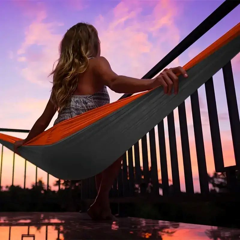 Camping Hammock Portable Parachute Nylon Hanging Bed with 2 Tree Straps Suitable for Backpacking Beach Courtyard and Terrace