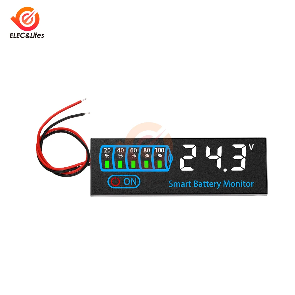 DC 7V-40V 3-14S LED Battery Capacity Indicator Power Display Panel Lithium Lead Acid Battery Capacity Voltage Meter Module