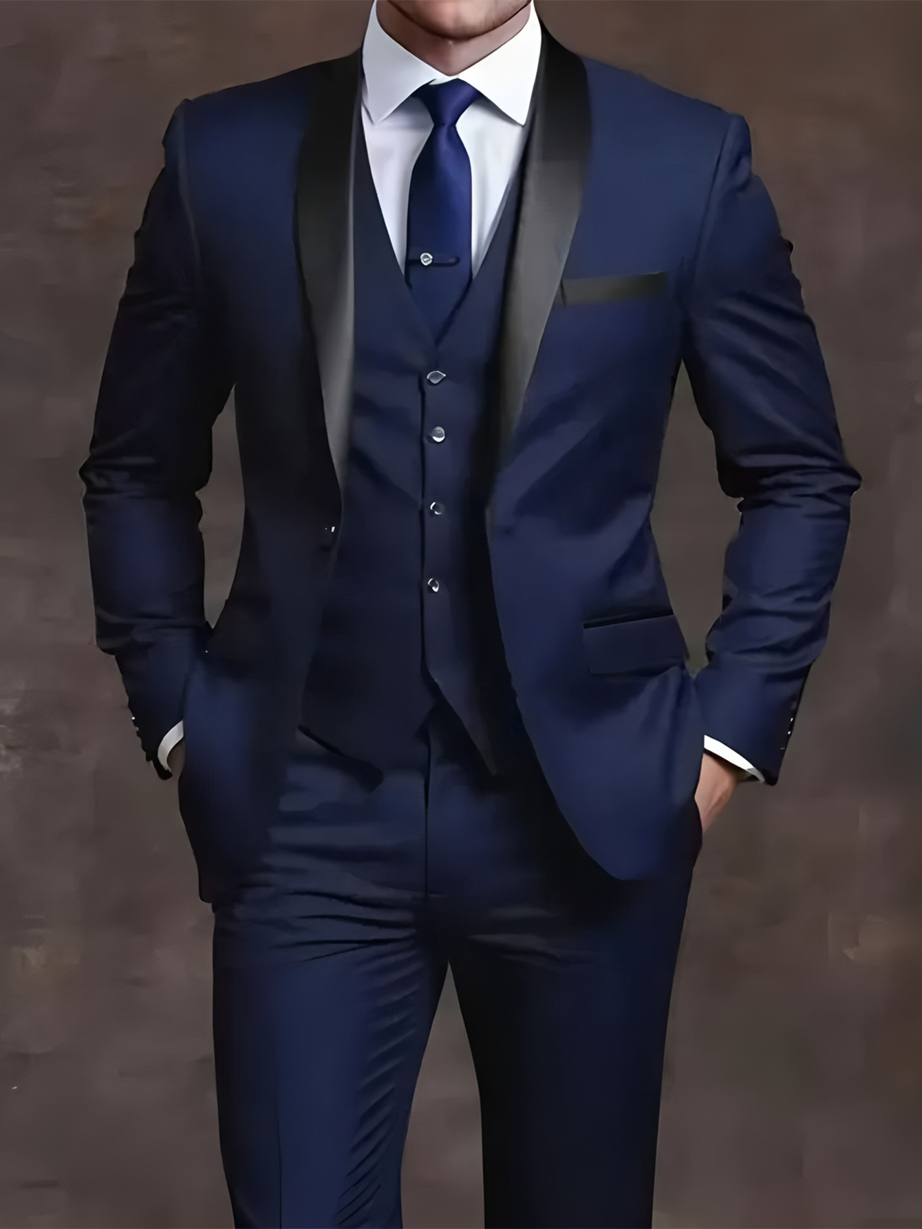 Conjuntos de ternos masculinos elegantes – Conjunto de smoking slim fit para casamentos e ocasiões formais, terno preto