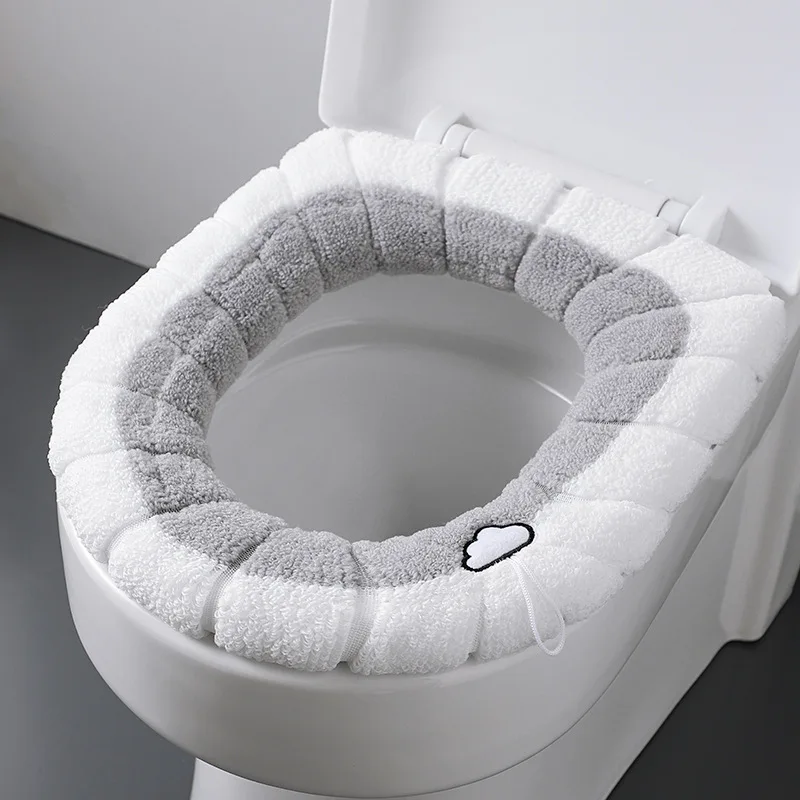 2856 Cojín de inodoro cálido tipo O de felpa gruesa, cojín Universal para inodoro, cojín reutilizable para asiento de inodoro de invierno, funda para asiento de inodoro