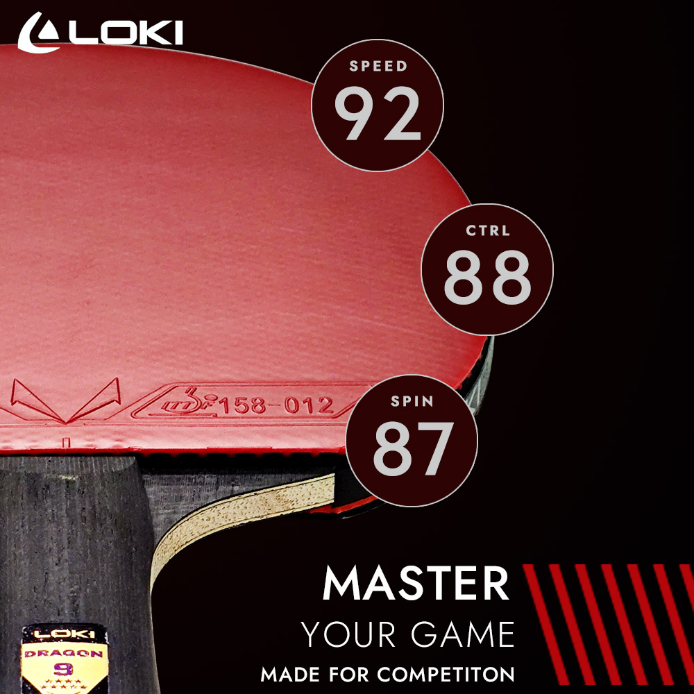 LOKI 9-sterren tafeltennisracket gloednieuwe professionele pingpong paddlebat, RXTON 7 kleverig rubber, 5 hout 2 carbon blad