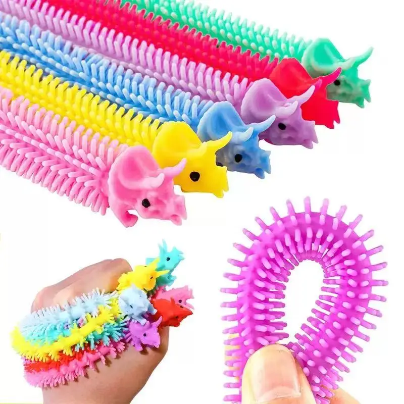 1-6PCS Grappige Eenhoorn Pull Worm Noodle Fidget Speelgoed Stretch String TPR Touw Anti Stress Speelgoed String Stress Autisme Vent Speelgoed