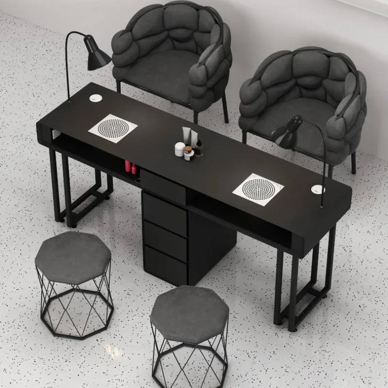 ネイルテーブル マニキュアデスク機器 ドレッシング集塵機 サロンレセプション Tavolo Tavolo Unghie Mesas Manicure Con Estantes