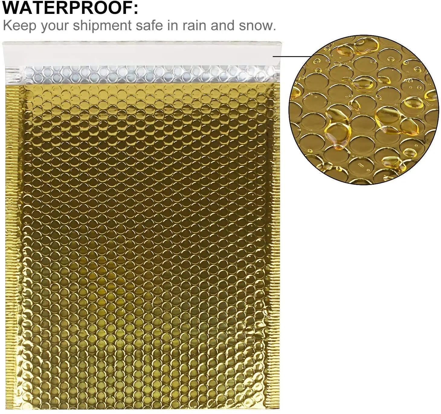 ซองจดหมายฟองสีทองแพ็ค50ชิ้นซองจดหมายแบบมีตัวซีลด้วยตนเองสีชมพูฟองโพลีบับเบิ้ลแพ็คเลเซอร์สำหรับใส่หนังสือ