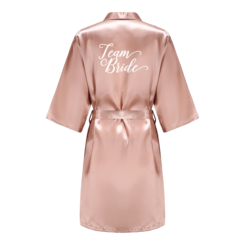 Bata de dama de Honor de novia de satén de oro rosa, albornoz de boda, ropa de dormir para mujer, Kimono de dama de Honor para madre