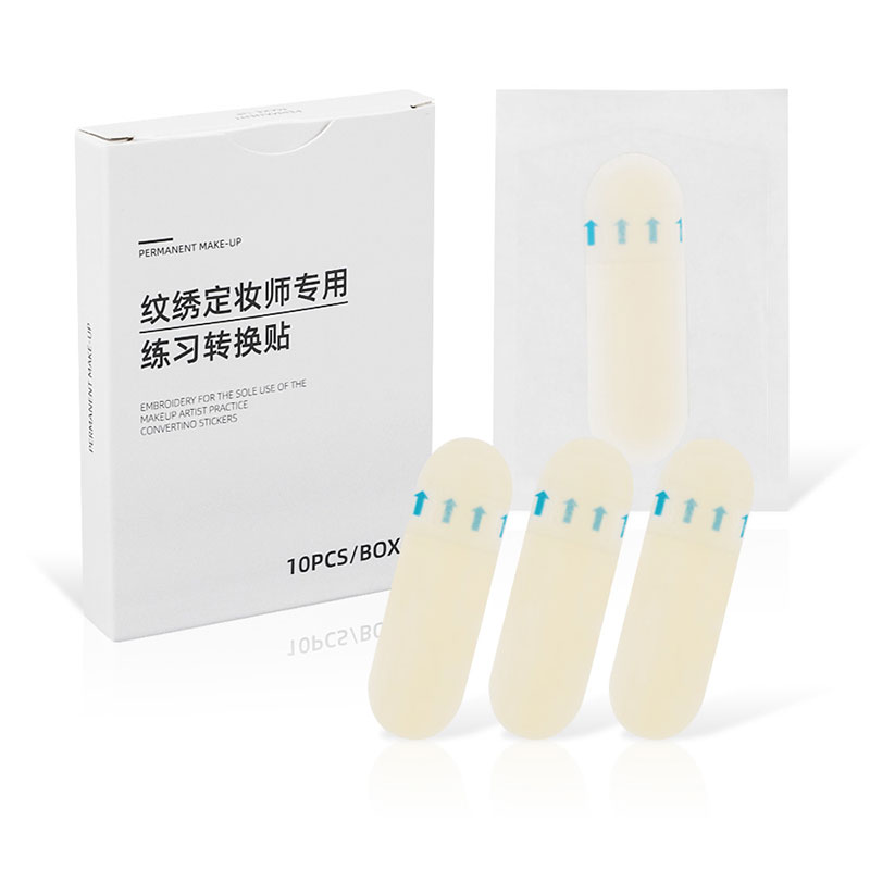 10pcs Eyebrow Tattoo Transfer Sticker Real Operation Skin Print Eye Brow Line Practice Permanent Silicone Tattoo Training Tool