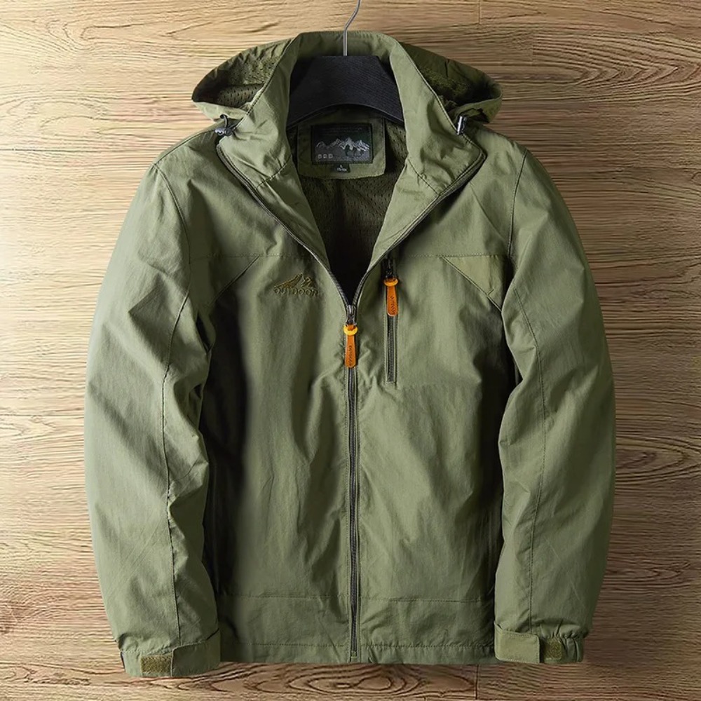 Männer Mode Frühjahr und Herbst Casual Outdoor Jacken Dünne Abschnitt Stanzen Jacke Mit Hut Männer Vielseitig Klettern Streetwear
