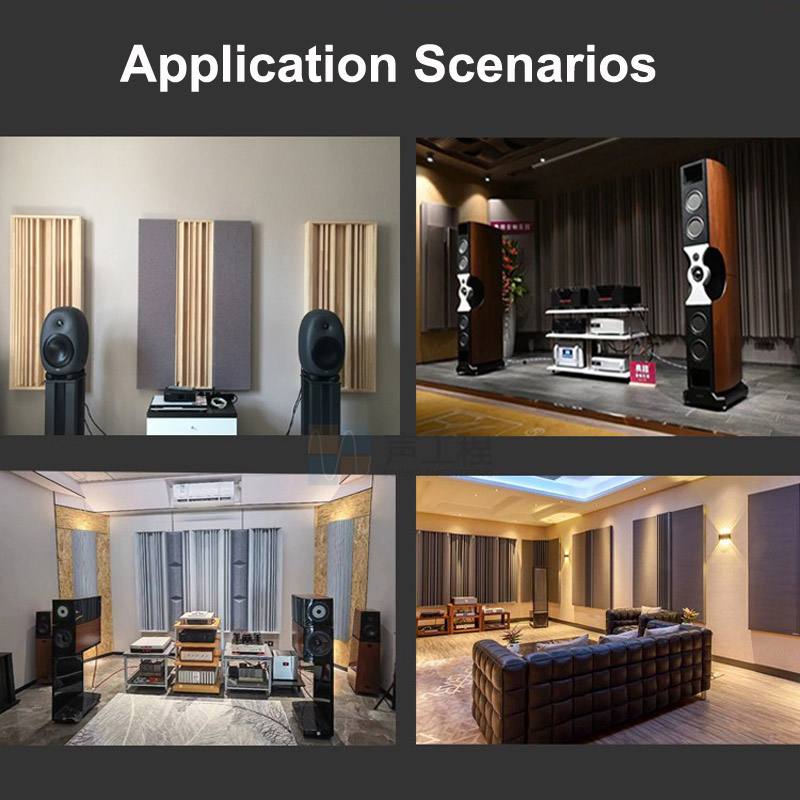 Movable Wooden Acoustic Wall Panel 120x54x15cm with Support Bracket Japan/Korea Style for Home Theater/Studio Sound Diffusion