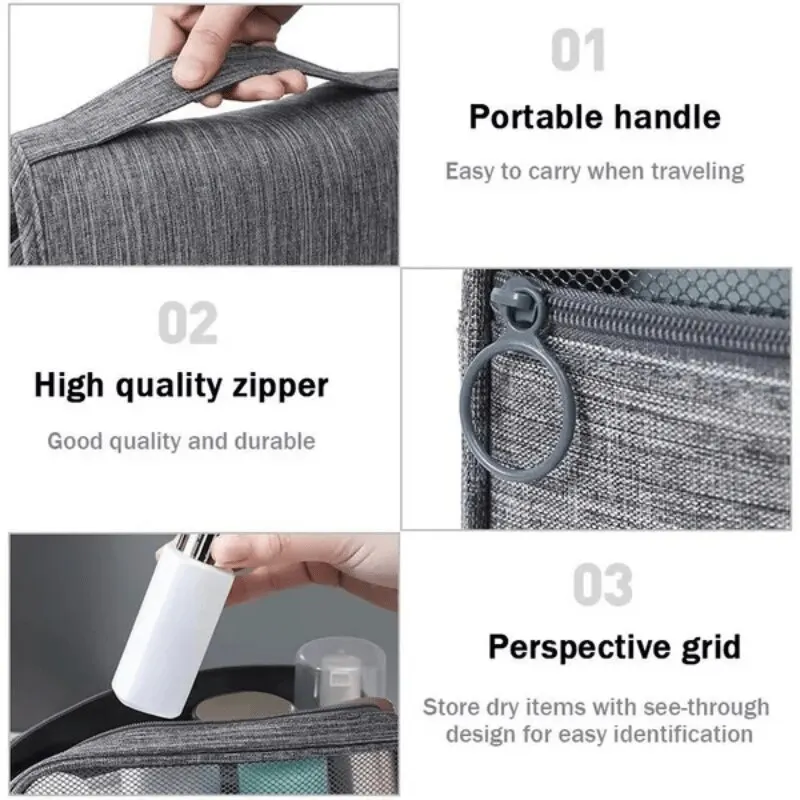 Organizador plegable para artículos de tocador, bolsa de almacenamiento colgante, estuche de maquillaje para baño, bolsa de cosméticos, bolsa de viaje para negocios