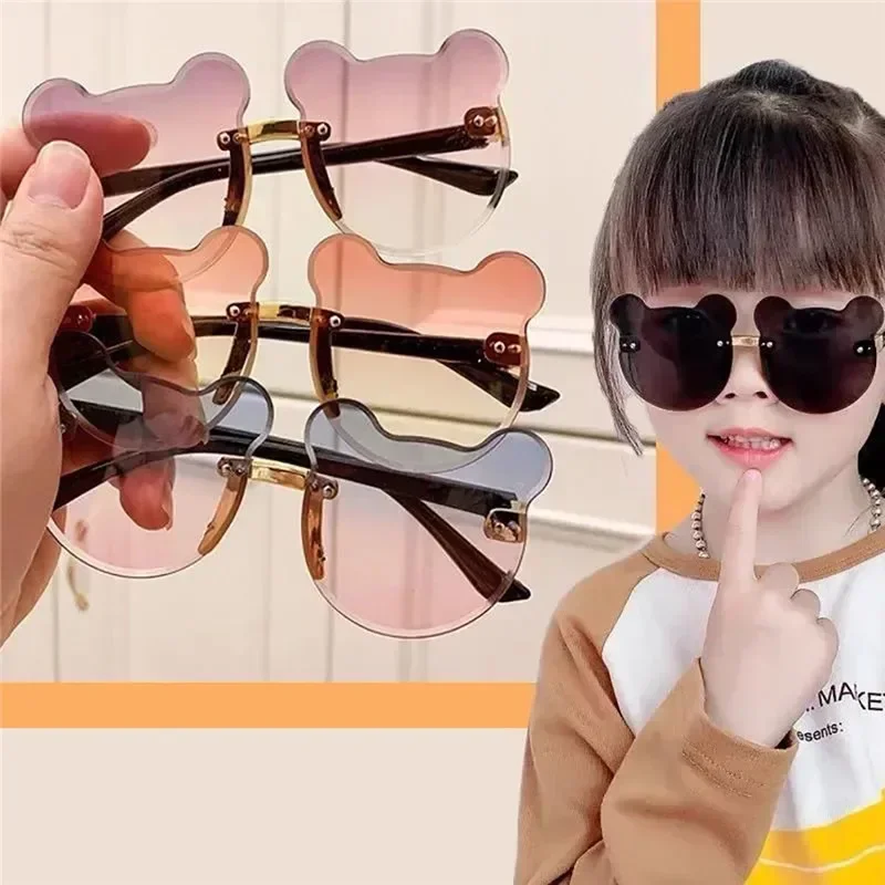 Gafas de sol para niños con forma de oso, gafas para niños a la moda, gafas de dibujos animados para niñas, gafas de sol antideslumbrantes para conductor, gafas de sol de dibujos animados para niños