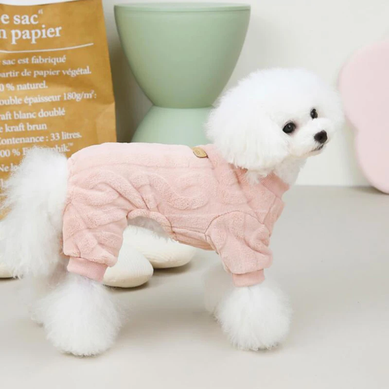 Mono de lana cálido para perros, pijamas para perros pequeños y medianos, ropa para gatos, ropa para Chihuahua Yorkie, abrigo Shih Tzu, trajes para caniche Pug