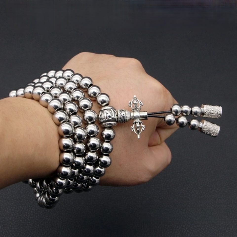 Pulsera de acero de titanio para hombres, collar, cadena de cuentas de oración, autodefensa, cintura, fe, Cruz de Buda, colgante, Gadgets para regalos de joyería