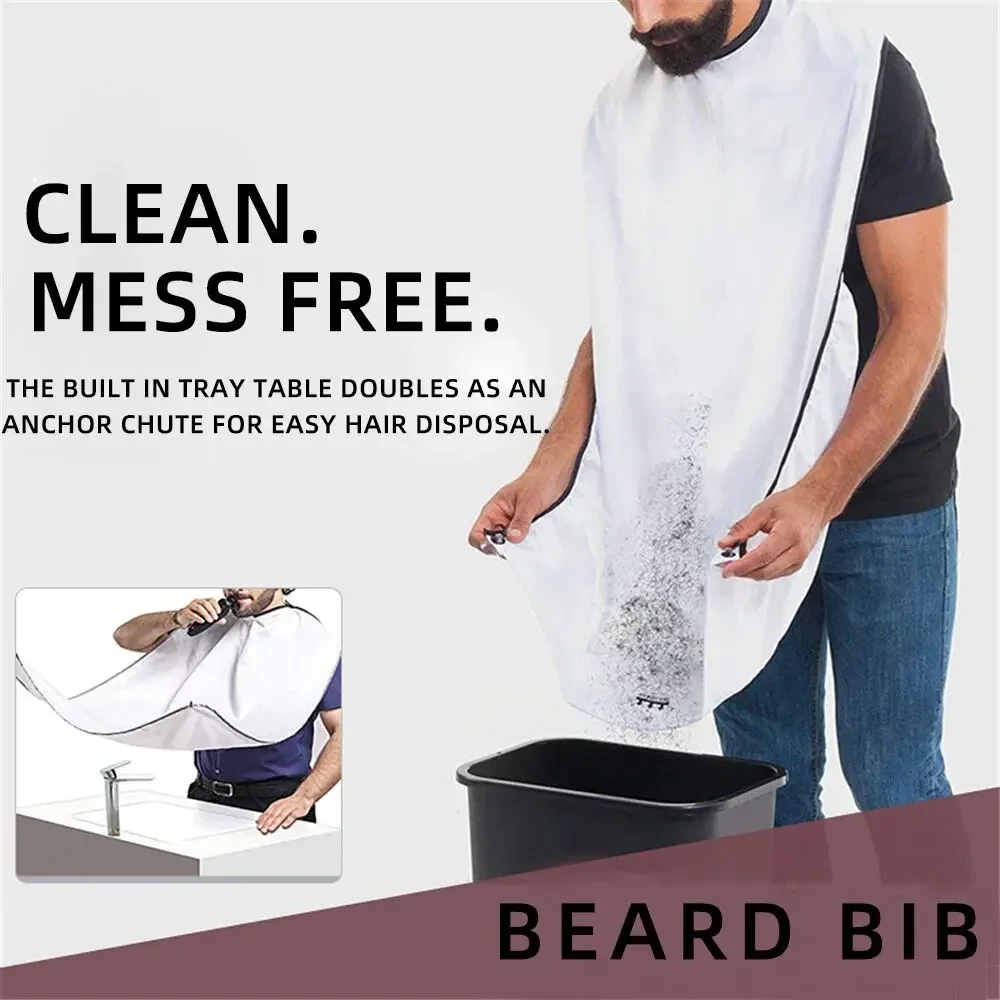 Avental de barbear masculino, capa coletora de barba, cuidados com o rosto, cabelo raspado, babadores adultos, limpeza de cabeleireiro para homens, avental limpo, presente