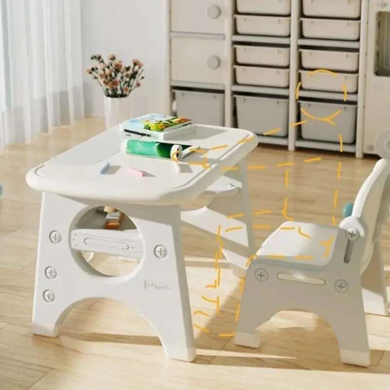 Muebles para niños, mesa de estudio para niños, mesa de aprendizaje de juegos de plástico para el hogar y la guardería, juego de escritorio y silla para niños, escritorio de juguete