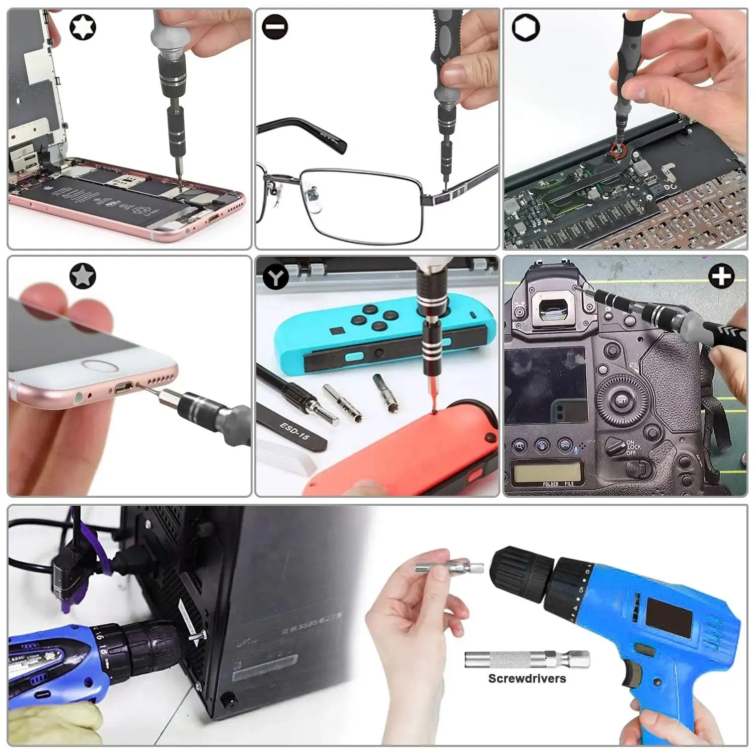 Set di cacciaviti di precisione 115 in 1 strumento di riparazione multifunzione professionale con 98 punte magnetiche per cacciavite per occhiali iPhone