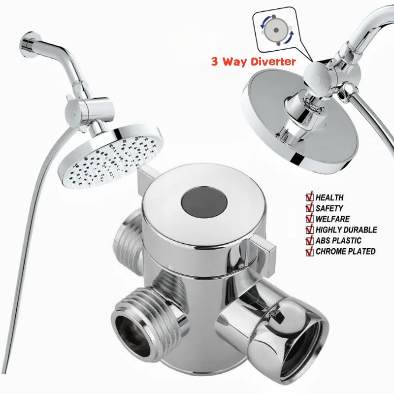 ปรับ 3 WAY หัวฝักบัววาล์วเปลี่ยนทิศทางทองเหลือง/ABS 3 โหมดอะแดปเตอร์ G1/2 "ขั้วต่อหัวก๊อกน้ําอุปกรณ์ห้องน้ํา