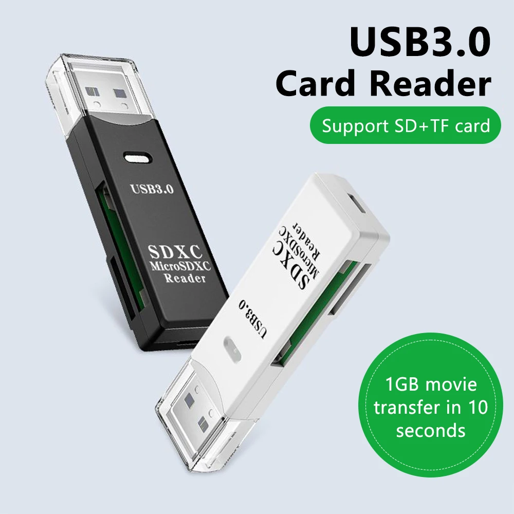 Lector de tarjetas USB 3,0 2 en 1, lector de tarjetas Micro TF sd, adaptador usb, lector de tarjetas de alta velocidad, tarjeta de memoria TF para PC, accesorios para ordenador portátil