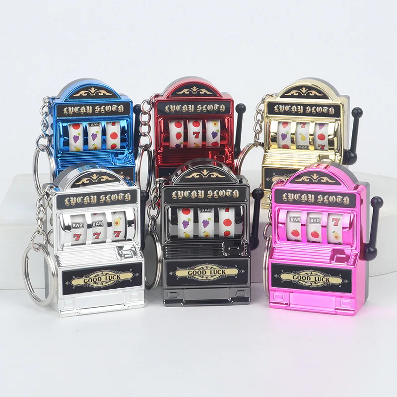 Portachiavi con slot per frutta Portachiavi con ciondolo fortunato Portachiavi Jackpot Mini ciondolo da casinò Ciondolo per borsa Regali novità per bambini Adulti