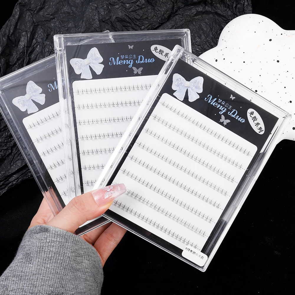 4D Self-adhesive Lower Eyelashes Natural Individual Lashes No Glue Needed Fake Eyelashes Transparent Stem for Eyelash Extension