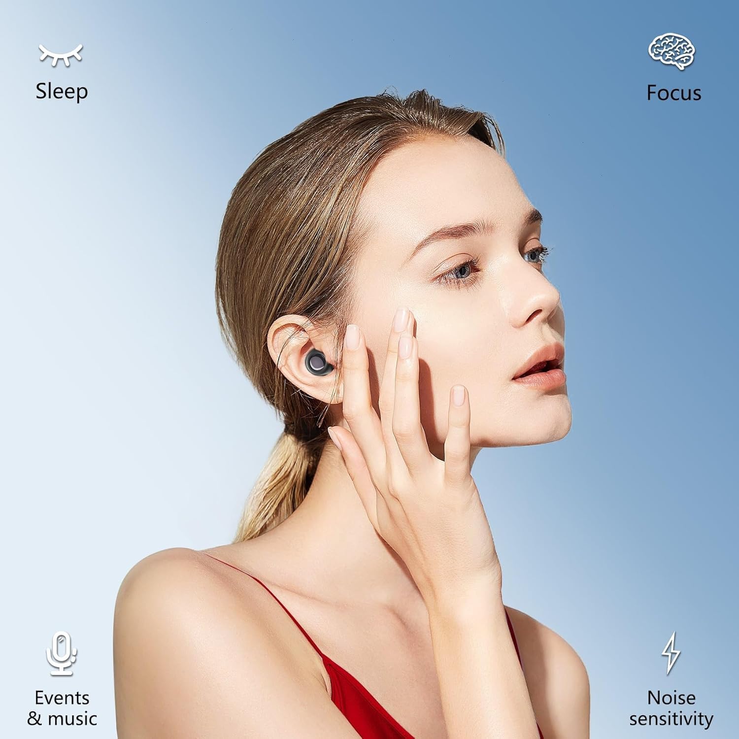 Tapones para los oídos para dormir, tapones para los oídos de silicona con cancelación de ruido de 25dB para conciertos, viajes, estudio, enfoque, protección para los oídos reutilizable