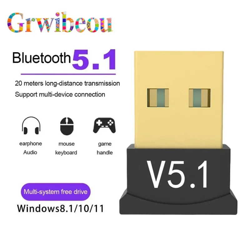 MINI adaptador Dongle USB Bluetooth 5,1 para PC, portátil, ratón, teclado, tableta, teléfono, impresora, altavoz de juego, receptor de transmisión inalámbrico
