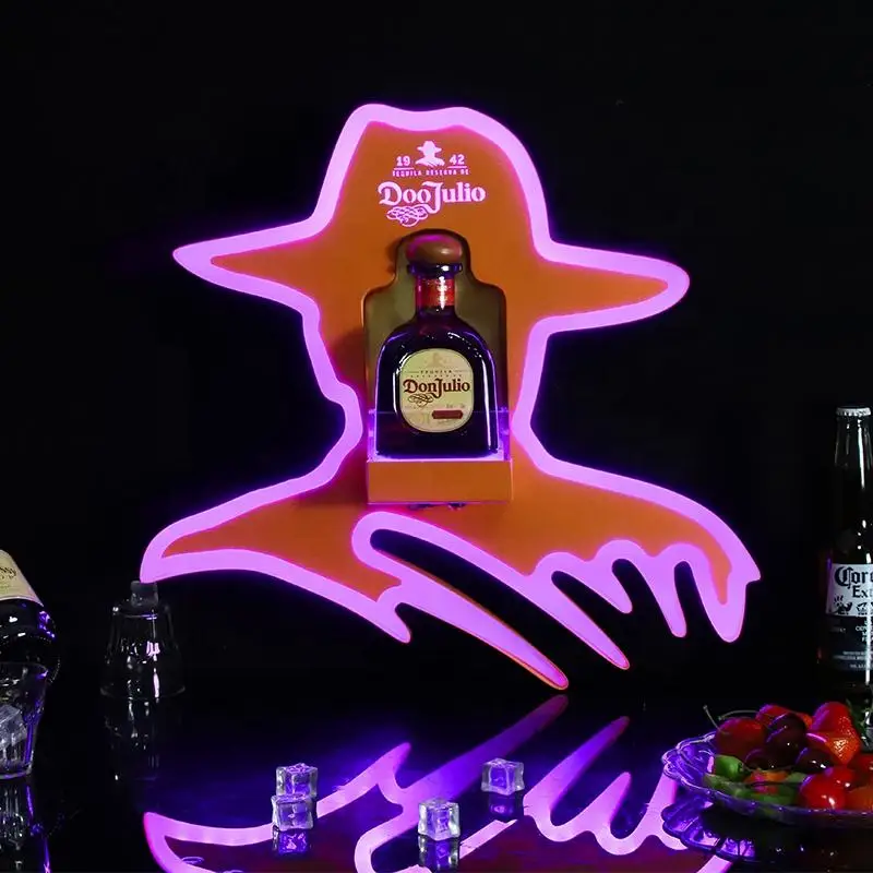 Gold DONJULIO Reposado Blanco 1942 Tequila Bottle Presenter Glow Champagne Wine Glorifier Display VIP Service for Nightclub