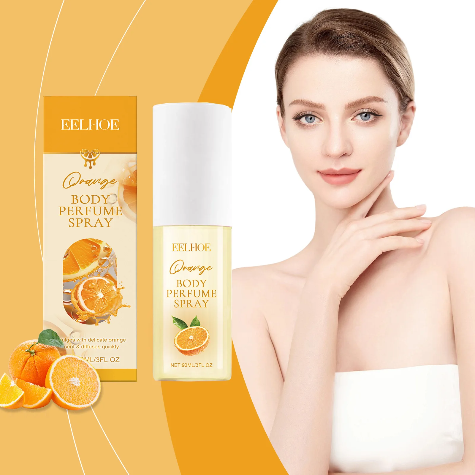 EELHOE-Perfume corporal de naranja para mujer, fragancia de naranja, fragancia ligera y fresca de larga duración, Perfume en aerosol de feromonas, 90ml