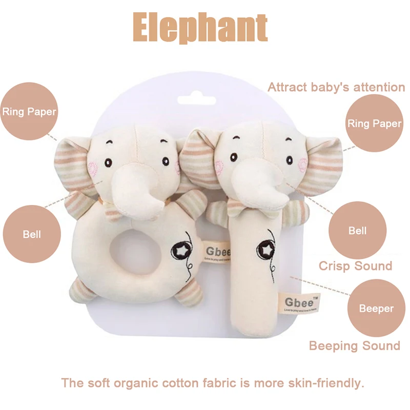 เด็กทารก Rattles การ์ตูนน่ารักตุ๊กตาสัตว์ของเล่นเด็ก Handbells การศึกษา
