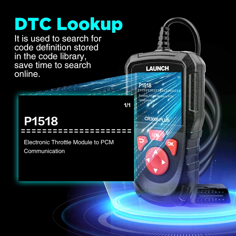 LAUNCH X431 CR3008 PLUS OBD2-Scanner, OBDII-Codeleser, Diagnosetool, DTC-Lookup, Überprüfung der Motorbatterie, lebenslanges kostenloses Update