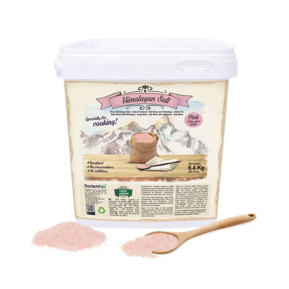 Nortembio Sal Rosa del Himalaya 6,4 kg. Extrafina. 100% Natural. Sin refinar. Sin aditivos ni conservantes. Cocina Sana. Calidad Gourmet.