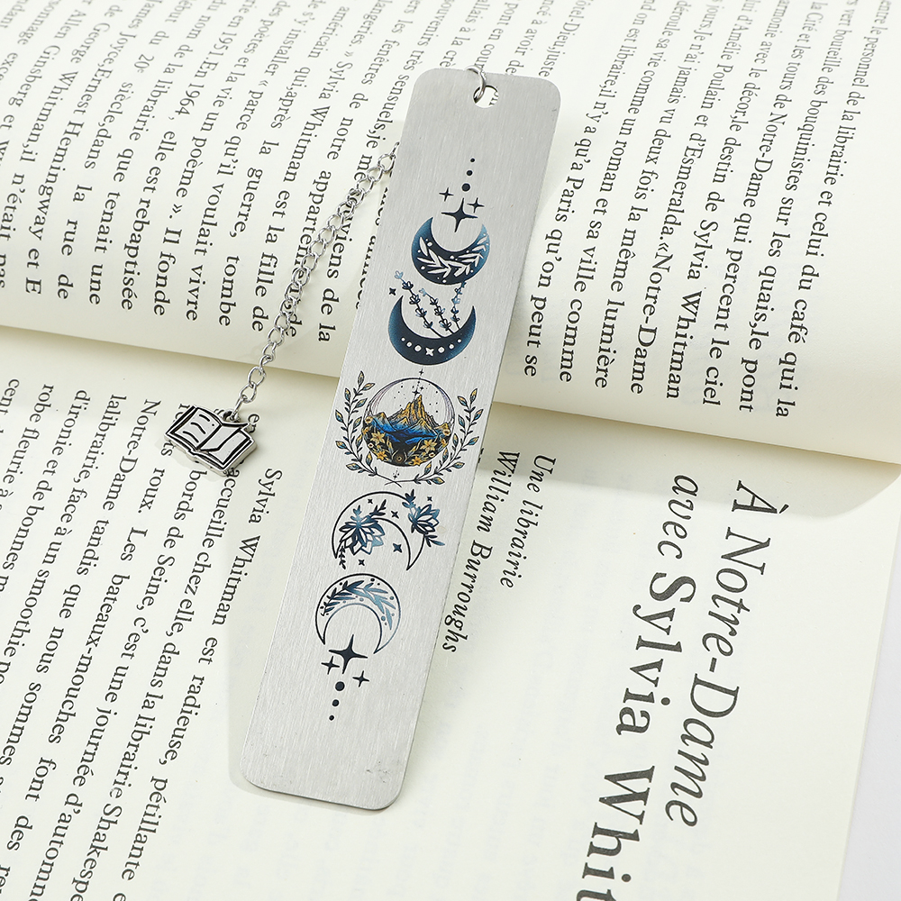 Moon Pattern Personalized Book Mark Stainless Steel Bookmarks Gift for Women Men for Book Loves Stationery Book Accessory