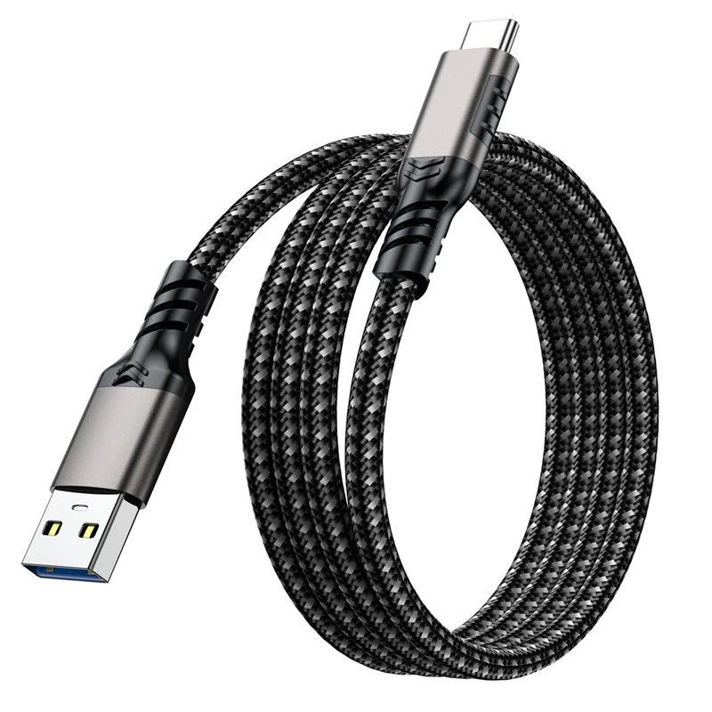 USB3.2 Gen2 10Gbps Cable USB A to C Cable 3A 60W QC3.0 Fast Charging for Samsung NVMe Hard Disk External Android Data Braid Cord