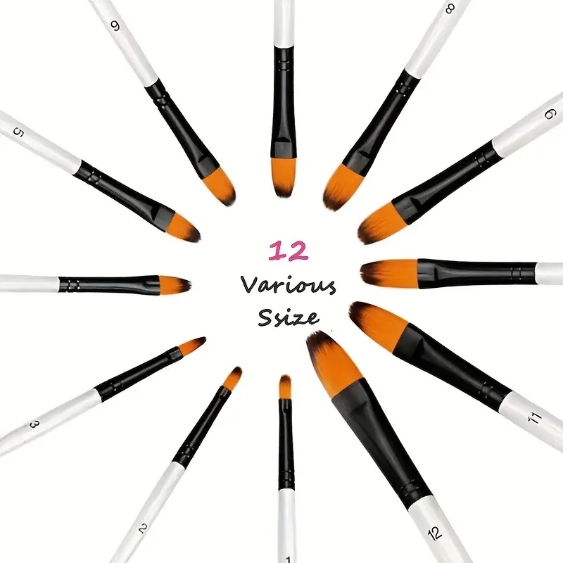 12 stuks nylon haar houten handvat aquarel kwast pennenset voor leren diy olie acryl schilderij kunst penselen benodigdheden