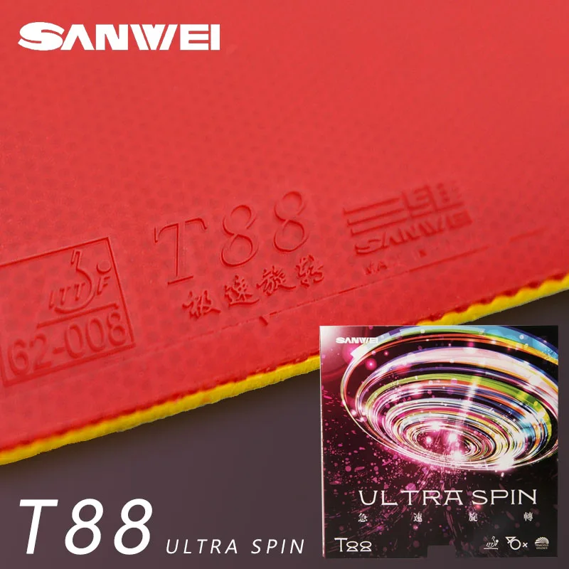 SANWEI T88 Ultra Spin Tênis de Mesa Borracha Semi-adesiva Controle Loop Borracha de Ping Pong com Esponja de Alta Elasticidade