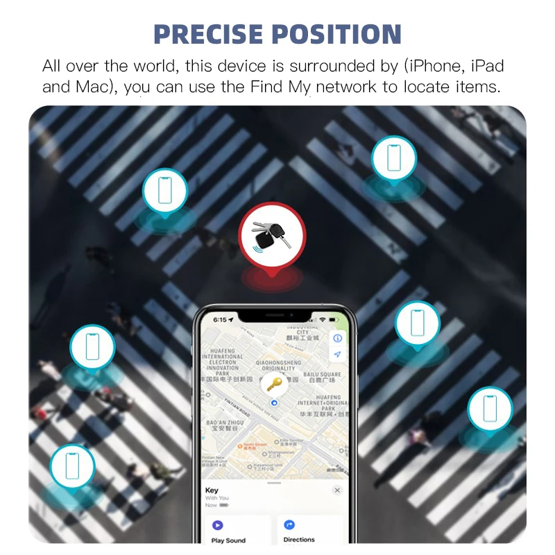 Mini Smart iTag Bluetooth GPS Tracker Key Hochpräzise Standortverfolgung über Apple Find My APP Reminder Positioner für iPhone