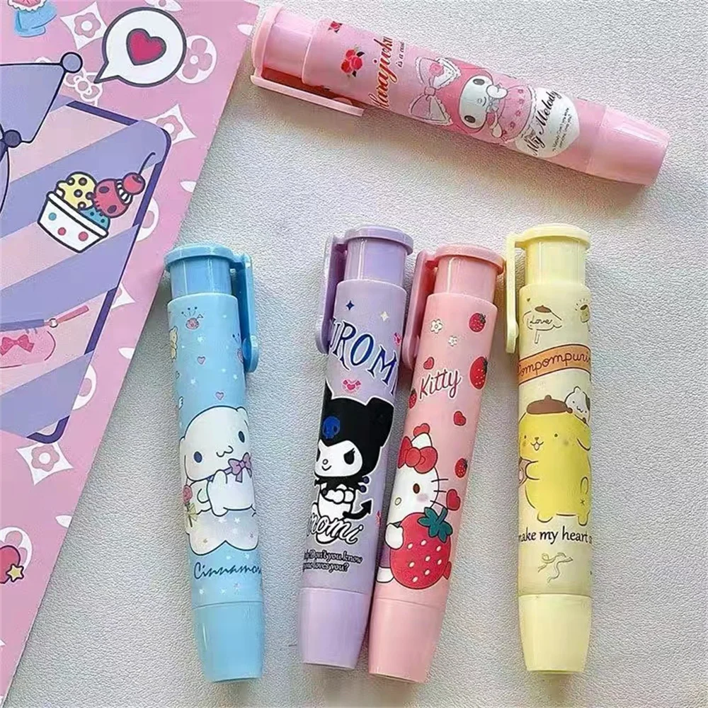 Creatieve Sanrio Hello Kitty Druk Gum Anime Kuromi Melody Cinnamoroll Cartoon Kawaii Briefpapier Gift Kantoor Schoolbenodigdheden