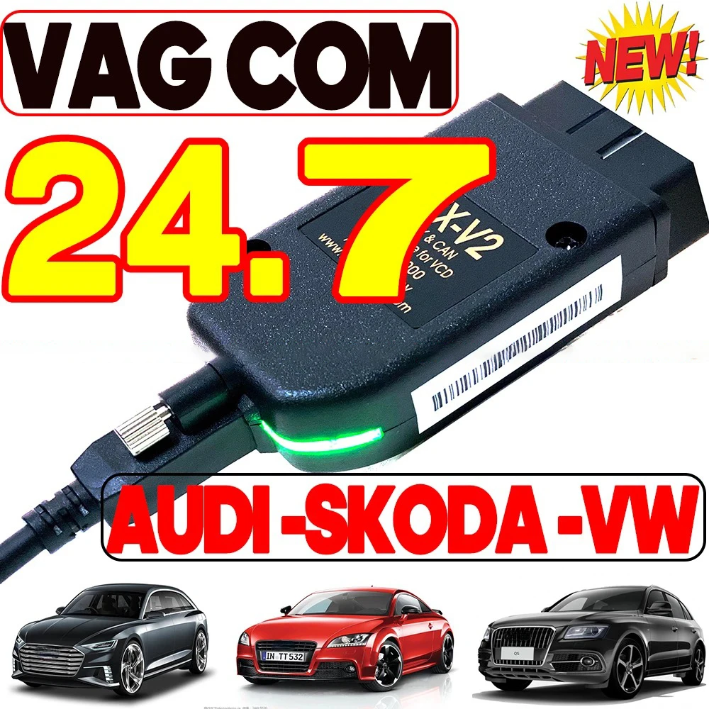 Интерфейс VCDS VAGCOM 2025 VCDSCAN HEX V2, обновление 24,7 для VW, для AUDI Skoda Seat, многоязычные автомобильные диагностические инструменты