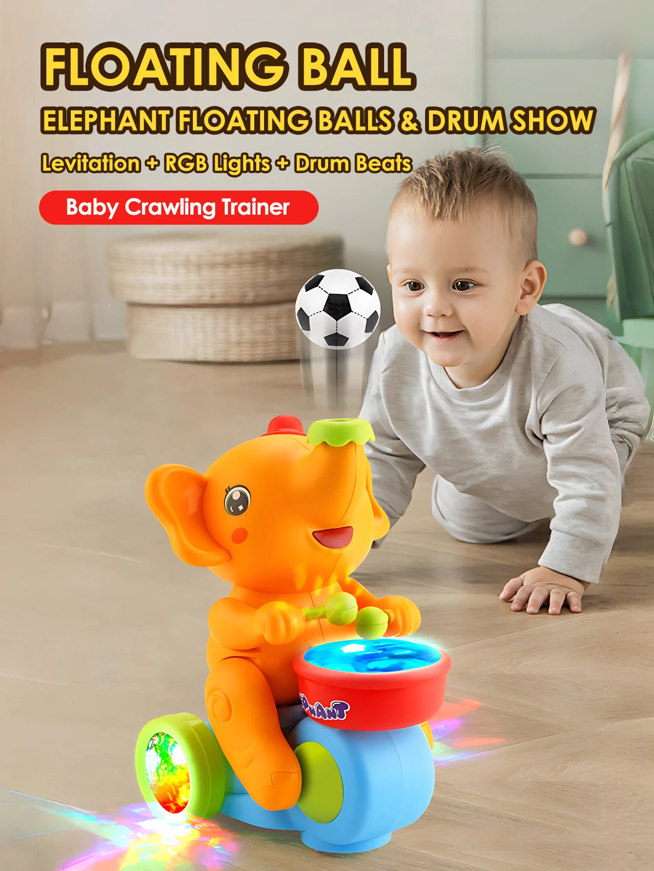 1pc engraçado elefante carro de brinquedo, eletrônico suspenso soprando bola brinquedos para animais de estimação com luz sonora para meninos meninas presente de natal