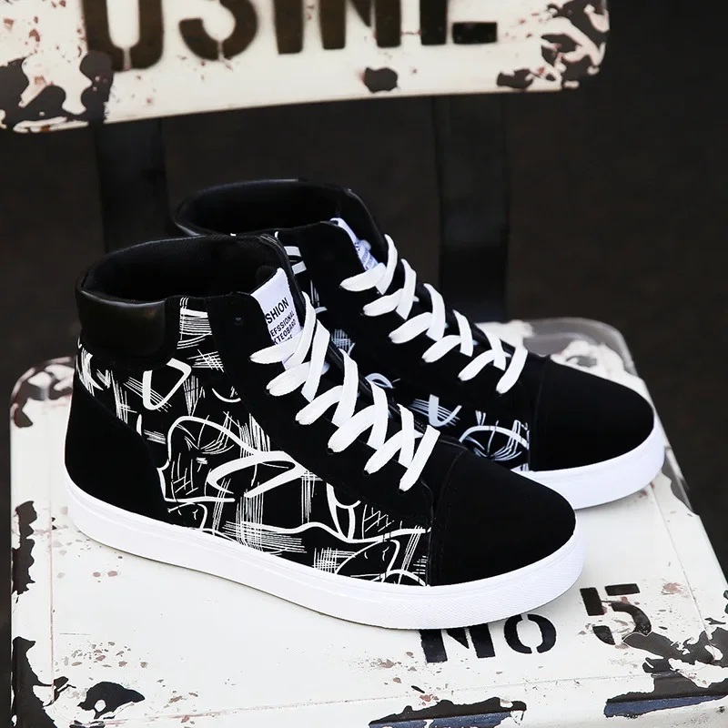 High Top Leinwand Schuhe für Männer Mode Plattform Turnschuhe Frühling Winter Männlichen Casual Vulkanisierte Schuhe Student Tenis Masculino