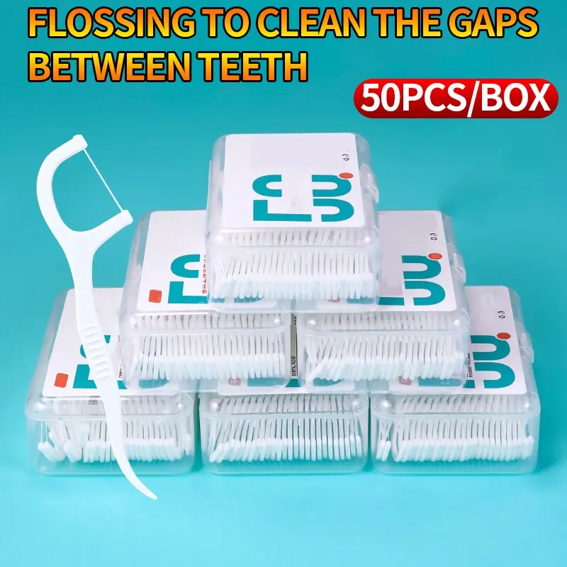 150pcs Dental Floss Plastic Toothpicks Disposable Cleaning between Teeth Portable Box Oral Hygiene