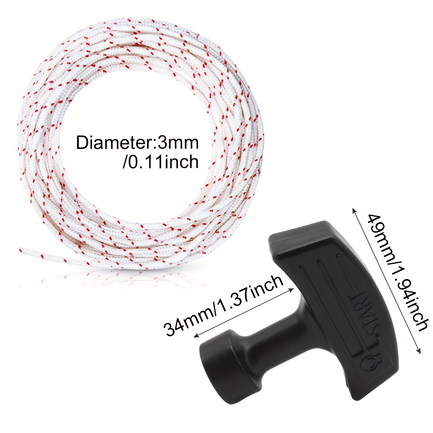 Lusqi recoil starter corda 10m * 3mm puxar corda com 0/1/2/3 alças de partida para peças de motor cortador de grama a gasolina