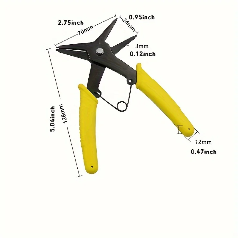 Pinza per anelli elastici 2 in 1 Pinza per anelli elastici a 4 vie Utensile manuale multifunzionale