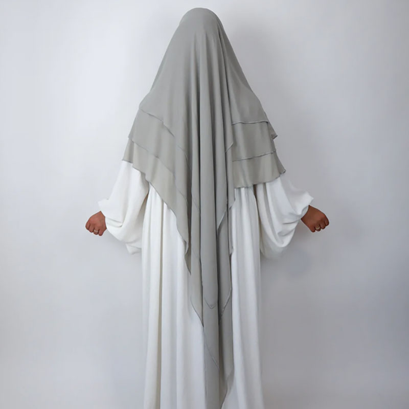 Três Camadas Chiffon Khimar com Cordas Niqab para Mulheres Muçulmanas, Vestuário de Oração Islâmica, Longo Hijab, Alta Qualidade, EID, Ramadã, Atacado